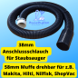 Preview: 38mm Absaugschlauch für 50mm Zyklonabscheider mit Muffe 57/58mm drehbar